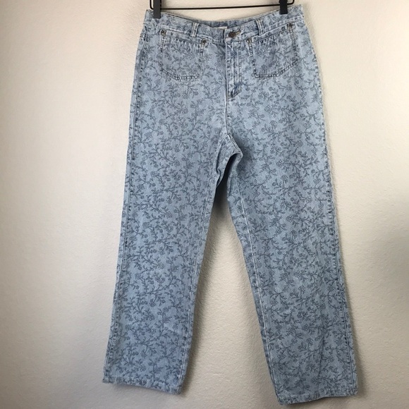 Vintage Liz Claiborne Blue Floral Ankle Jeans - Picture 2 of 6